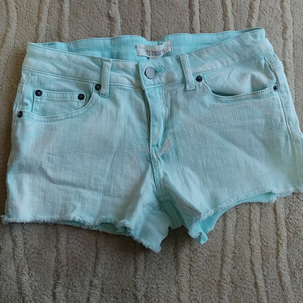 2.1 Denim Mint Green Shorts